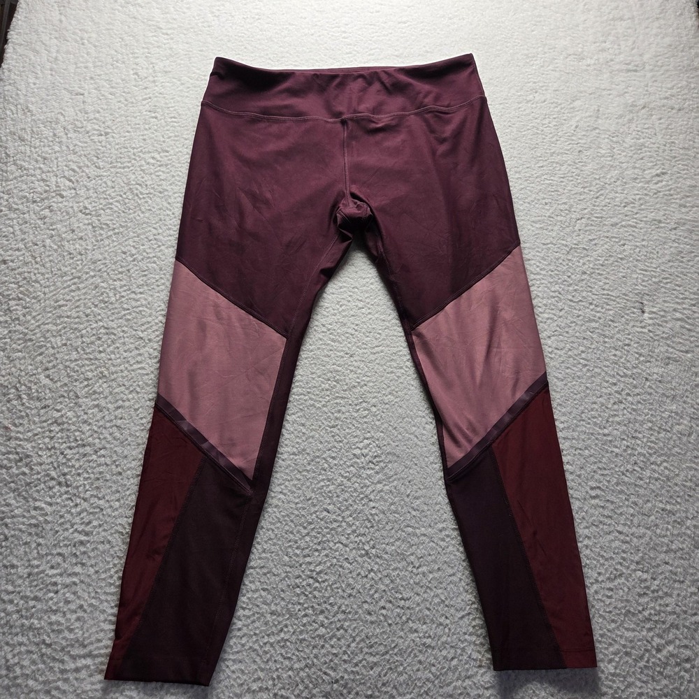 Avia Leggings Womens XL Red Colorblock Ankle Stretch Athletic Yoga Gym